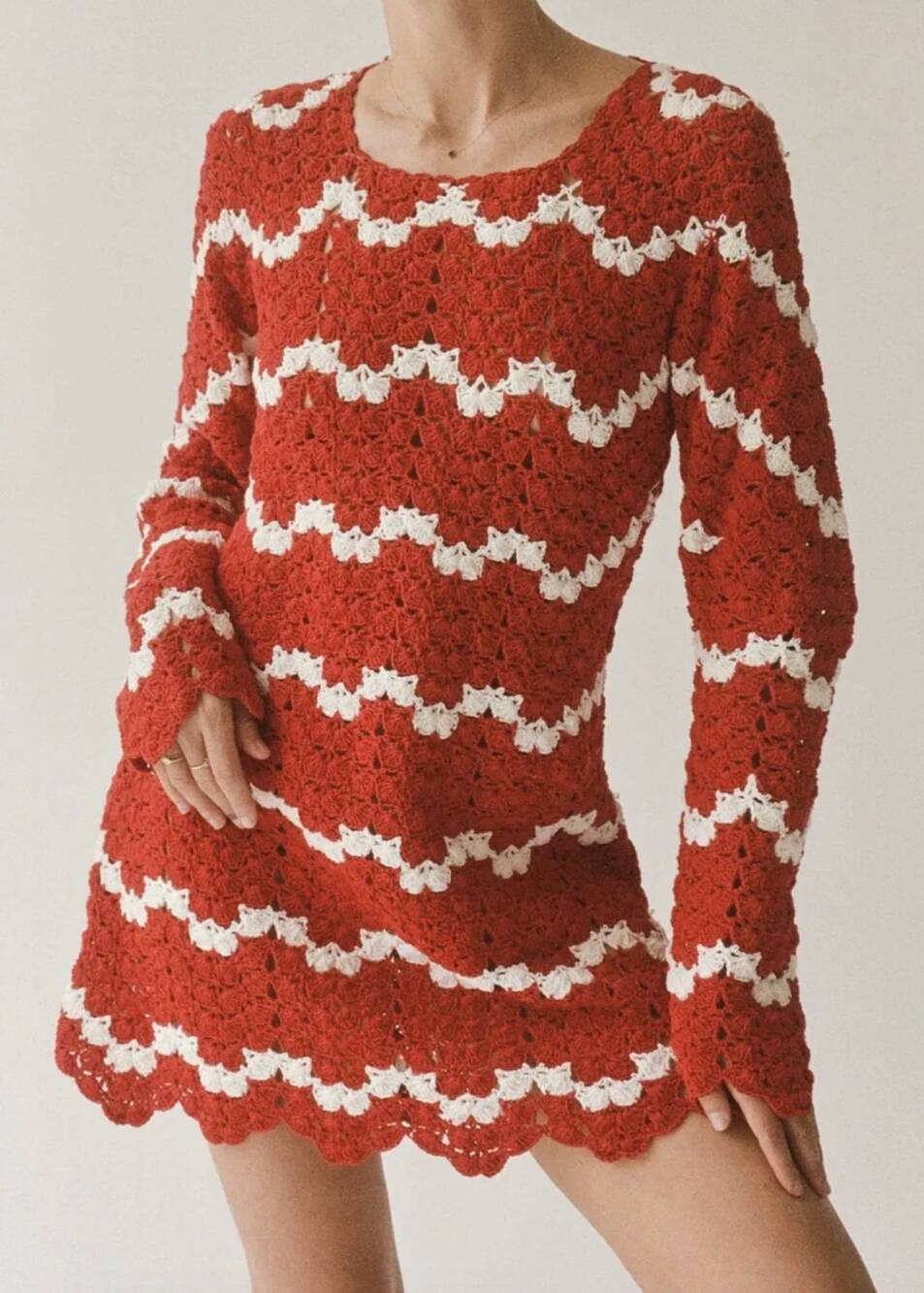 NEW ALL THAT REMAINS sara crochet mini dress in red